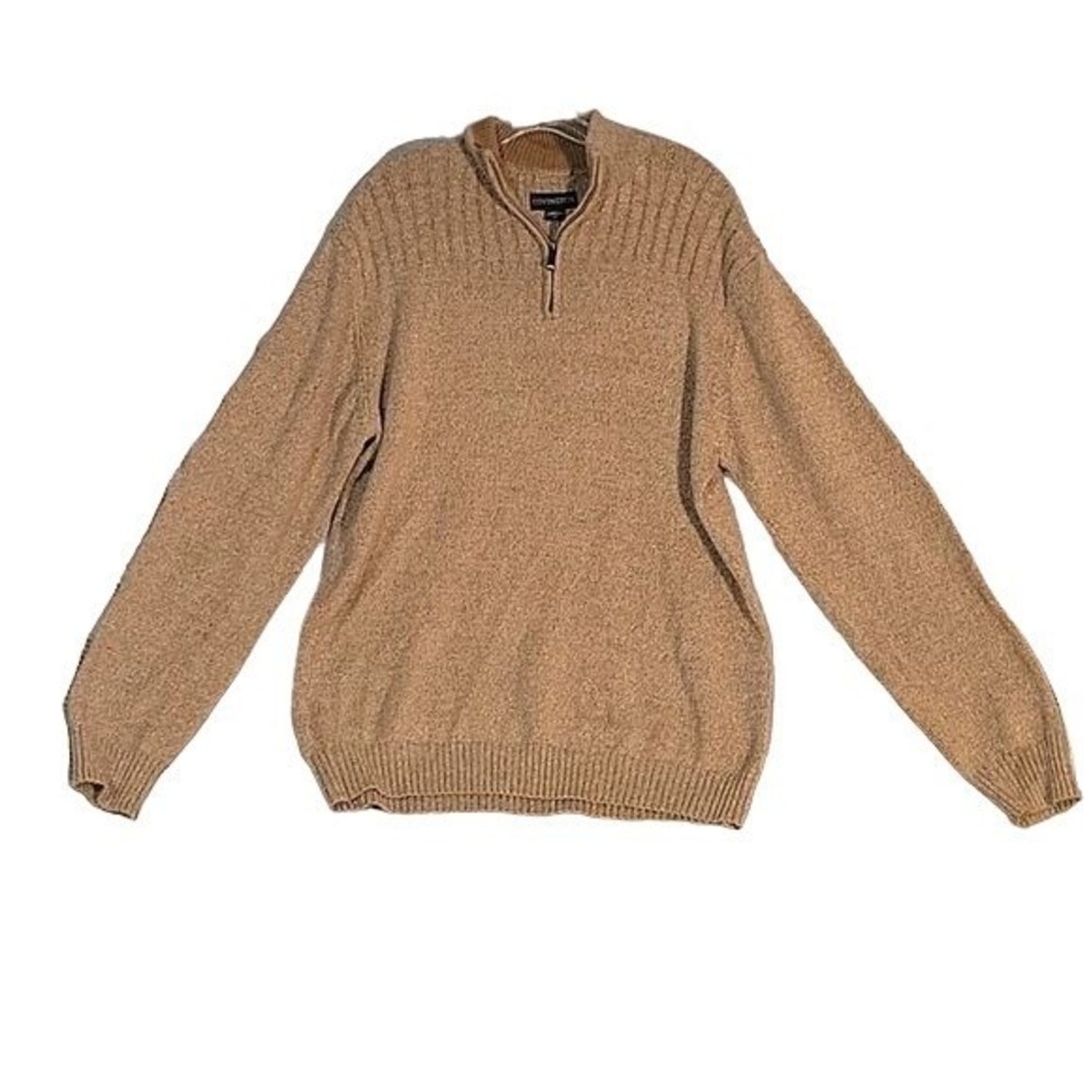 COVINGTON Men's 1/4 Zip Beige Sweater Knit Winter‎ Sweater Warm Comfort Casual